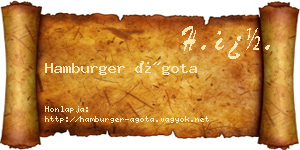 Hamburger Ágota névjegykártya