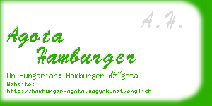 agota hamburger business card